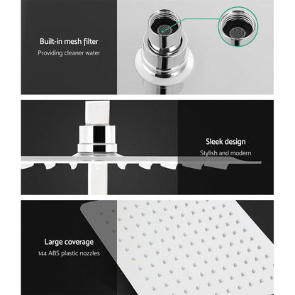 Cefito Furniture > Bathroom > Shower Heads & Screens Cefito 10'' Rain Shower Head Set Handheld Square High Pressure Chrome