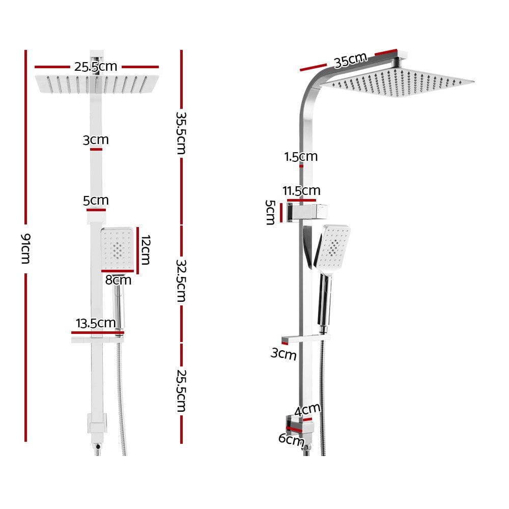Cefito Furniture > Bathroom > Shower Heads & Screens Cefito 10'' Rain Shower Head Set Handheld Square High Pressure Chrome