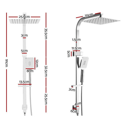 Cefito Furniture > Bathroom > Shower Heads & Screens Cefito 10'' Rain Shower Head Set Handheld Square High Pressure Chrome