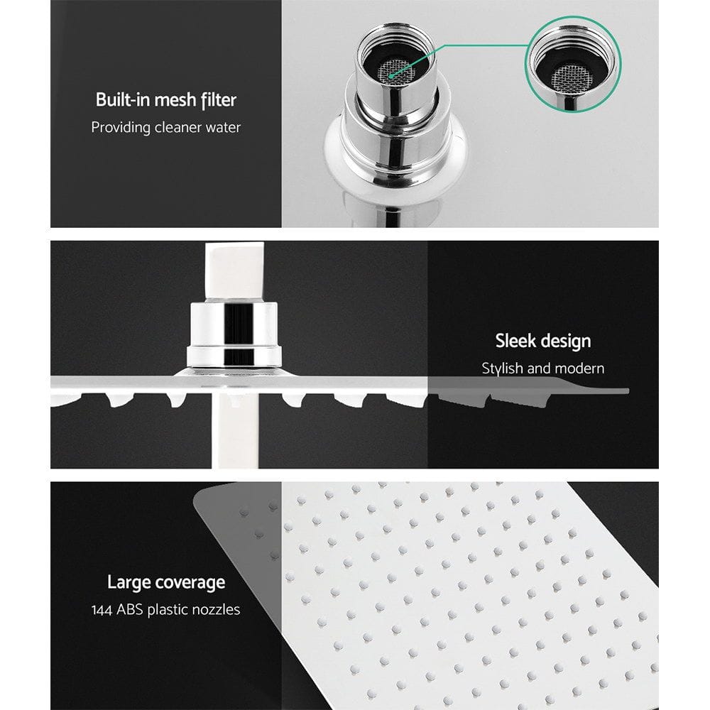 Cefito Furniture > Bathroom > Shower Heads & Screens Cefito 10'' Rain Shower Head Set Handheld Square High Pressure Chrome