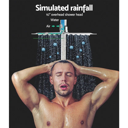 Cefito Furniture > Bathroom > Shower Heads & Screens Cefito 10'' Rain Shower Head Set Handheld Square High Pressure Chrome