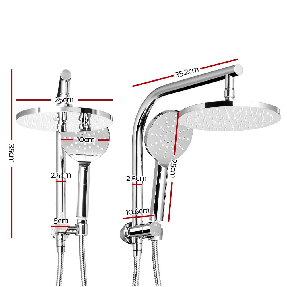 Cefito Furniture > Bathroom > Shower Heads & Screens Cefito 9'' Rain Shower Head Set Handheld Round High Pressure Chrome
