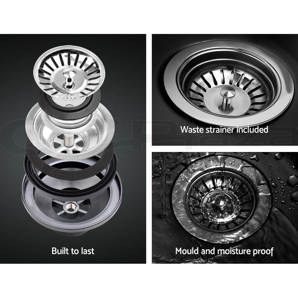 Cefito Furniture > Bathroom > Sinks Cefito Stone Kitchen Sink Round 430MM Granite Under/Topmount Basin Bowl Laundry Black