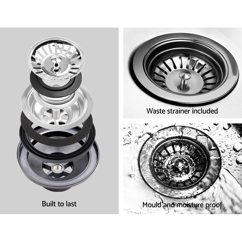 Cefito Furniture > Bathroom > Sinks Cefito Stone Kitchen Sink Round 430MM Granite Under/Topmount Basin Bowl Laundry White