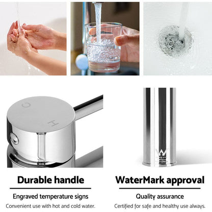 Cefito Furniture > Bathroom > Tap & Sink Accessories Cefito Bathroom Basin Mixer Tap Round Brass Faucet Vanity Laundry Chrome