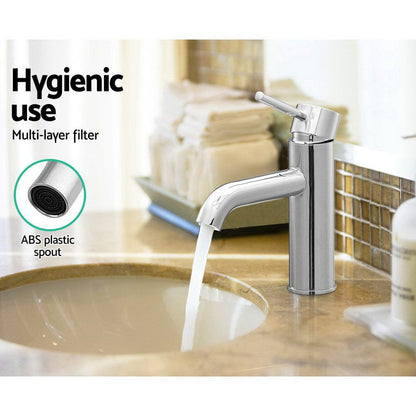 Cefito Furniture > Bathroom > Tap & Sink Accessories Cefito Bathroom Basin Mixer Tap Round Brass Faucet Vanity Laundry Chrome