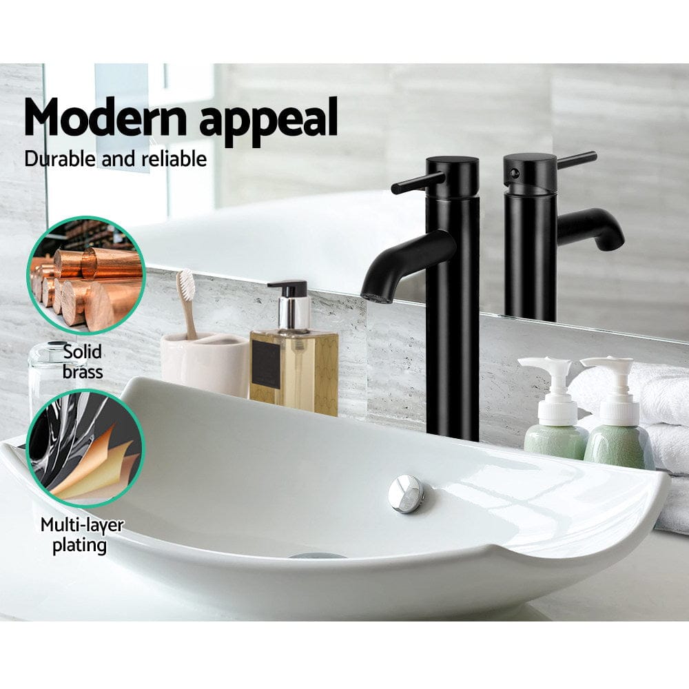 Cefito Furniture > Bathroom > Tap & Sink Accessories Cefito Bathroom Basin Mixer Tap Round Tall Faucet Vanity Laundry Black