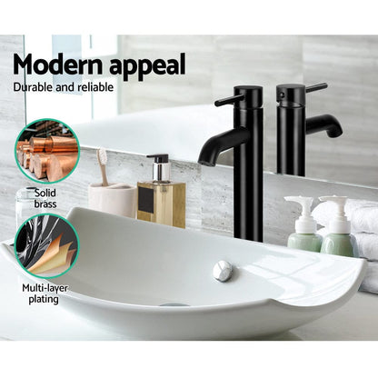 Cefito Furniture > Bathroom > Tap & Sink Accessories Cefito Bathroom Basin Mixer Tap Round Tall Faucet Vanity Laundry Black