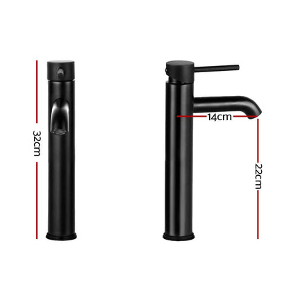 Cefito Furniture > Bathroom > Tap & Sink Accessories Cefito Bathroom Basin Mixer Tap Round Tall Faucet Vanity Laundry Black