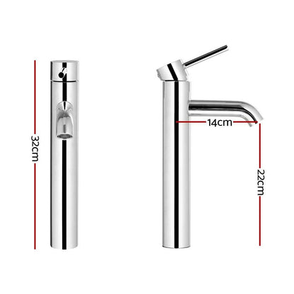 Cefito Furniture > Bathroom > Tap & Sink Accessories Cefito Bathroom Basin Mixer Tap Round Tall Faucet Vanity Laundry Chrome