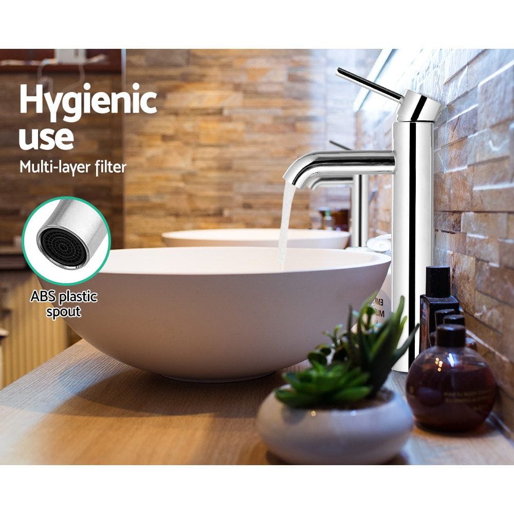 Cefito Furniture > Bathroom > Tap & Sink Accessories Cefito Bathroom Basin Mixer Tap Round Tall Faucet Vanity Laundry Chrome