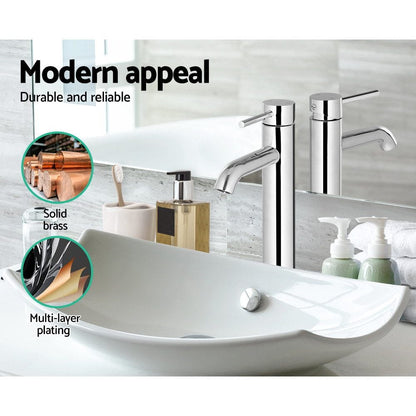 Cefito Furniture > Bathroom > Tap & Sink Accessories Cefito Bathroom Basin Mixer Tap Round Tall Faucet Vanity Laundry Chrome