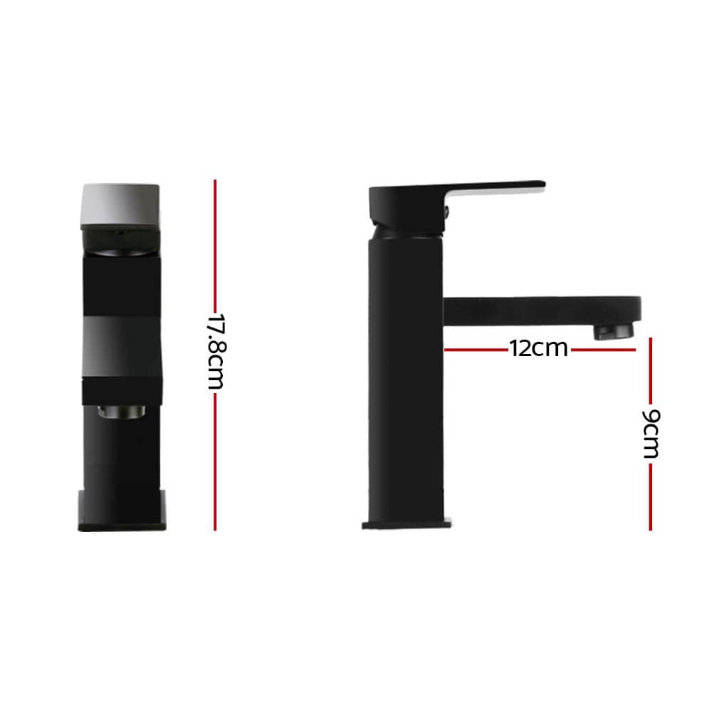 Cefito Furniture > Bathroom > Tap & Sink Accessories Cefito Bathroom Basin Mixer Tap Square Faucet Vanity Laundry Black