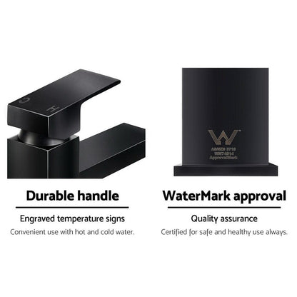 Cefito Furniture > Bathroom > Tap & Sink Accessories Cefito Bathroom Basin Mixer Tap Square Faucet Vanity Laundry Black