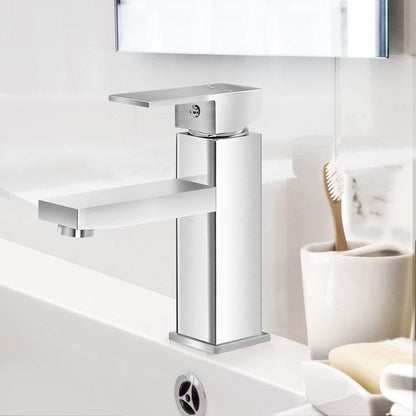 Cefito Furniture > Bathroom > Tap & Sink Accessories Cefito Bathroom Basin Mixer Tap Square Faucet Vanity Laundry Chrome