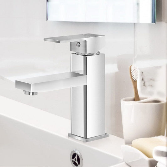 Cefito Furniture > Bathroom > Tap & Sink Accessories Cefito Bathroom Basin Mixer Tap Square Faucet Vanity Laundry Chrome