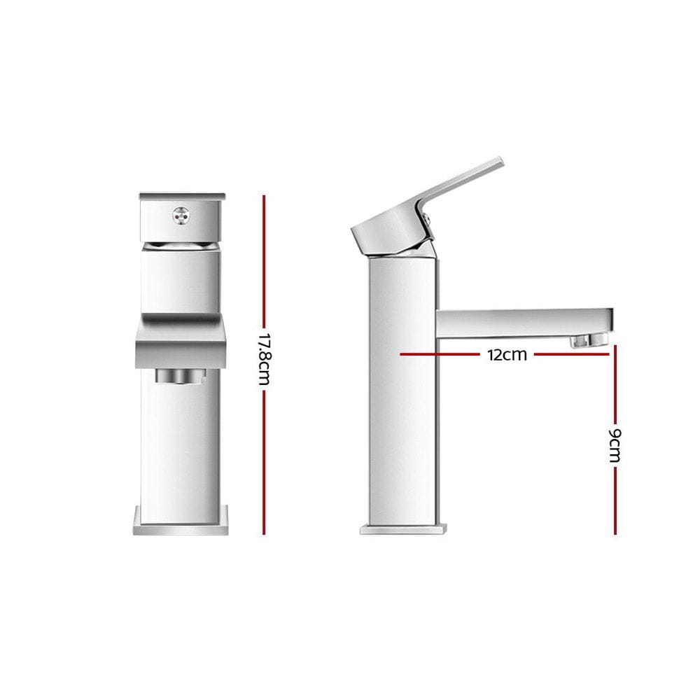 Cefito Furniture > Bathroom > Tap & Sink Accessories Cefito Bathroom Basin Mixer Tap Square Faucet Vanity Laundry Chrome