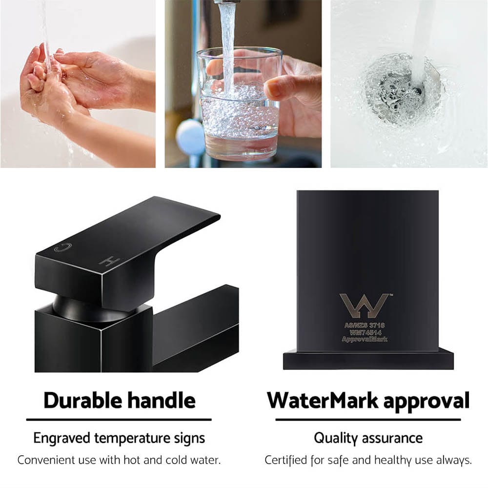 Cefito Furniture > Bathroom > Tap & Sink Accessories Cefito Bathroom Basin Mixer Tap Square Tall Faucet Vanity Laundry Black