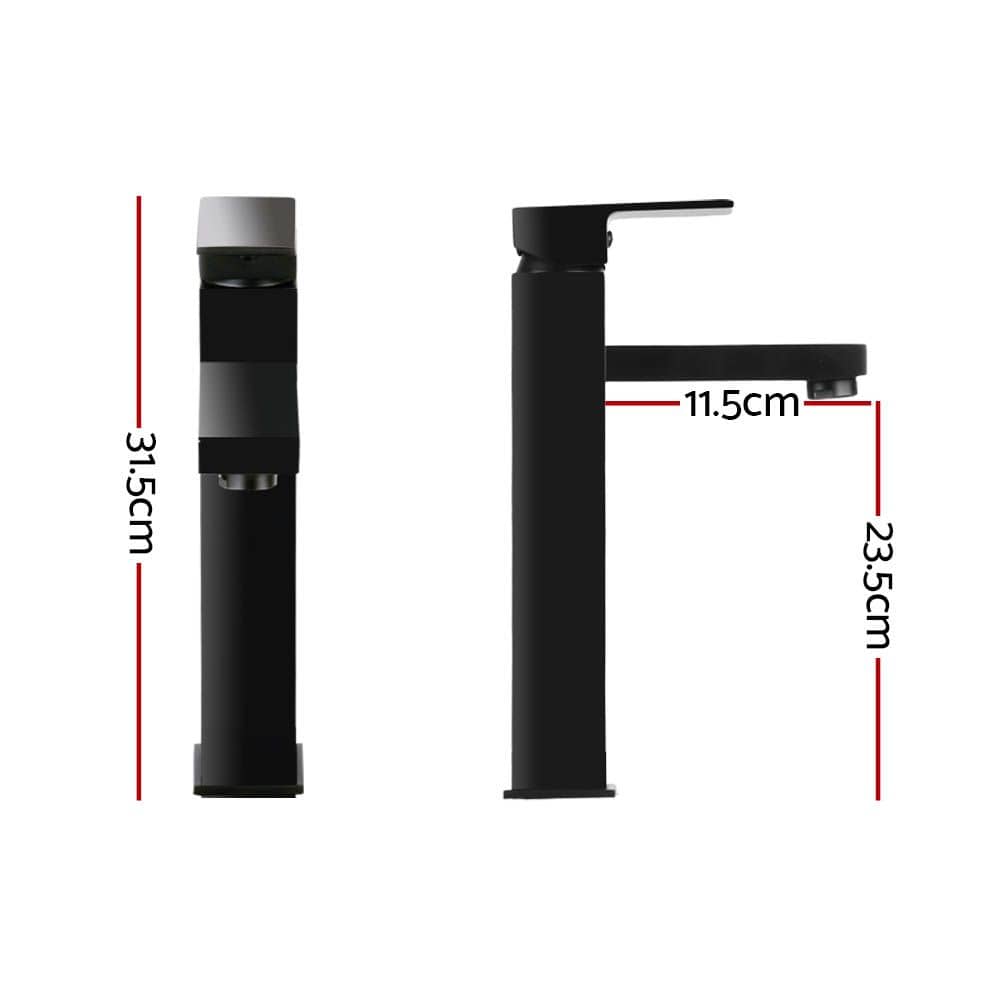 Cefito Furniture > Bathroom > Tap & Sink Accessories Cefito Bathroom Basin Mixer Tap Square Tall Faucet Vanity Laundry Black