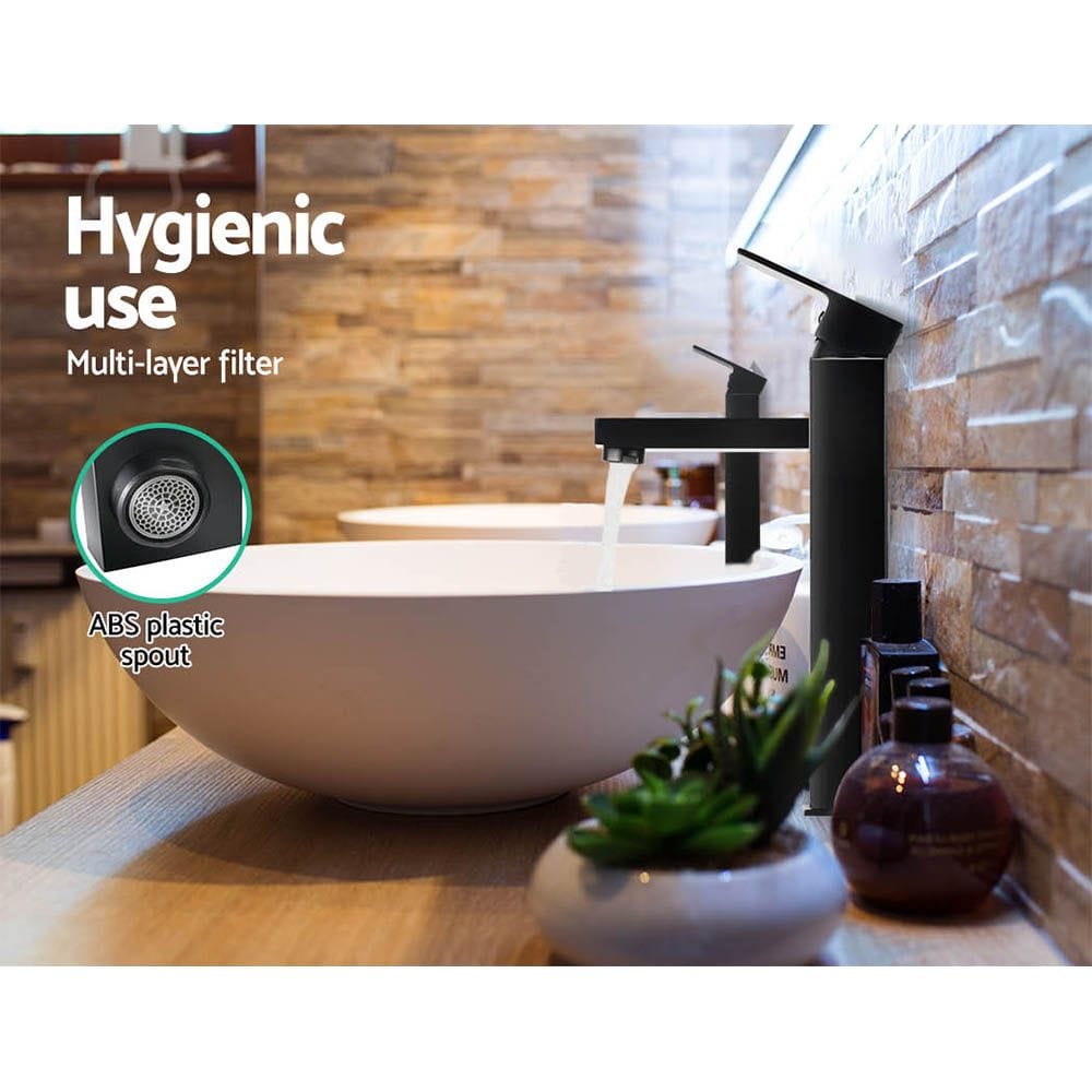 Cefito Furniture > Bathroom > Tap & Sink Accessories Cefito Bathroom Basin Mixer Tap Square Tall Faucet Vanity Laundry Black