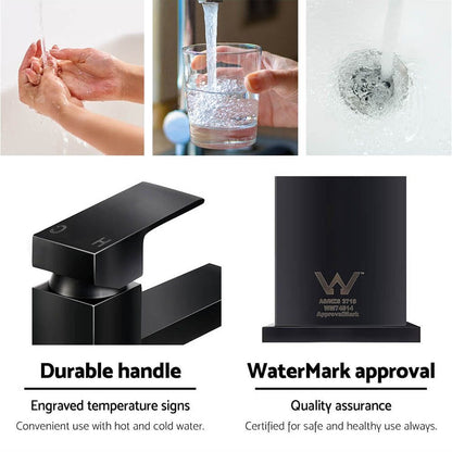 Cefito Furniture > Bathroom > Tap & Sink Accessories Cefito Bathroom Basin Mixer Tap Square Tall Faucet Vanity Laundry Black