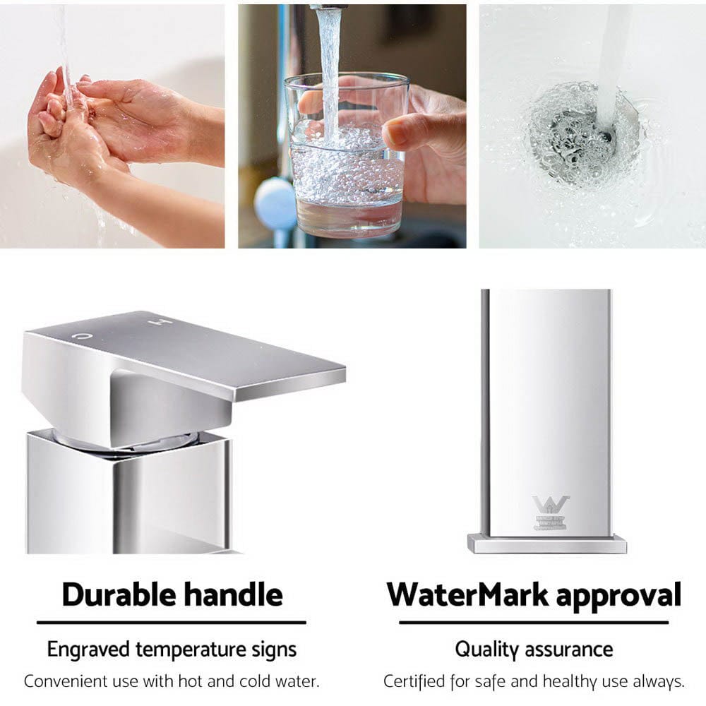 Cefito Furniture > Bathroom > Tap & Sink Accessories Cefito Bathroom Basin Mixer Tap Square Tall Faucet Vanity Laundry Chrome
