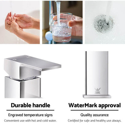 Cefito Furniture > Bathroom > Tap & Sink Accessories Cefito Bathroom Basin Mixer Tap Square Tall Faucet Vanity Laundry Chrome