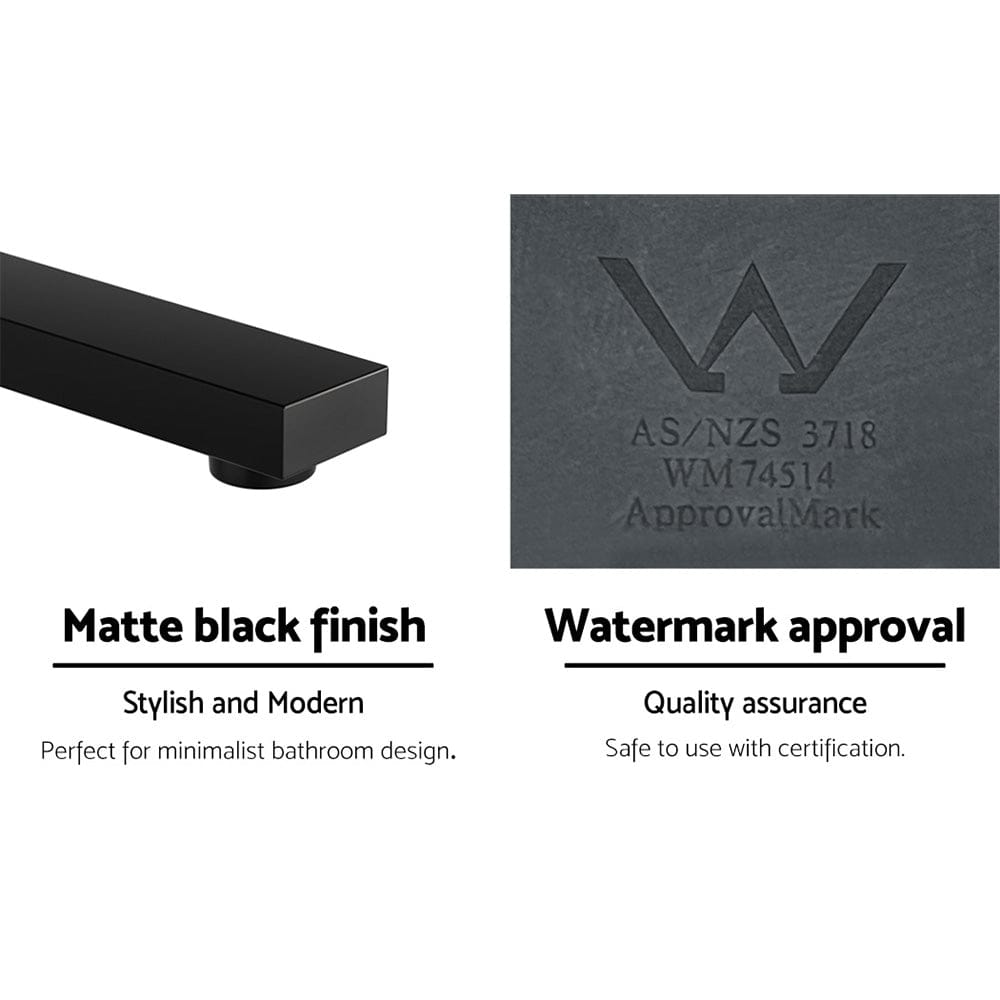 Cefito Furniture > Bathroom > Tap & Sink Accessories Cefito Bathroom Mixer Spout Wall Bath Tap Square Swivel Bathtub Black
