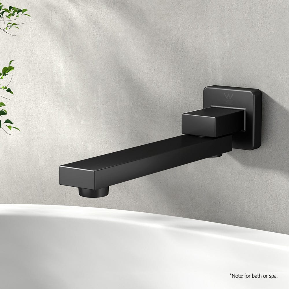 Cefito Furniture > Bathroom > Tap & Sink Accessories Cefito Bathroom Mixer Spout Wall Bath Tap Square Swivel Bathtub Black