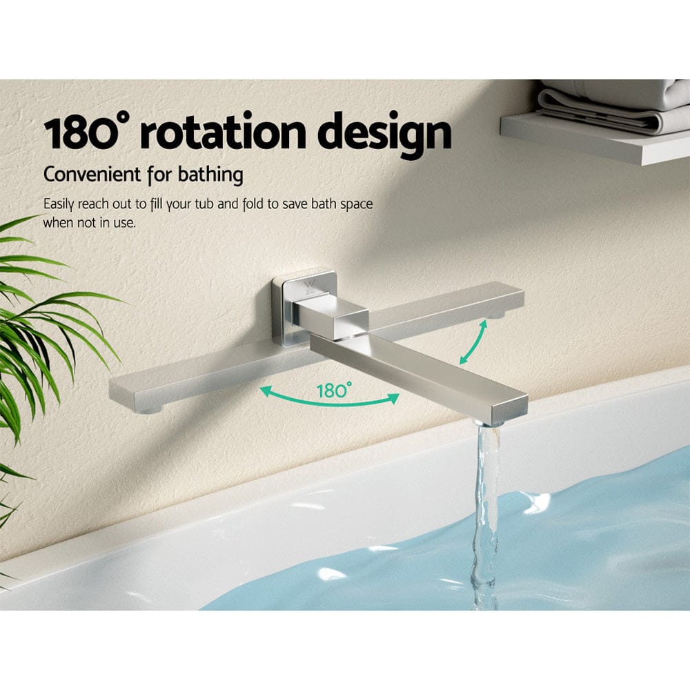 Cefito Furniture > Bathroom > Tap & Sink Accessories Cefito Bathroom Mixer Spout Wall Bath Tap Square Swivel Bathtub Chrome