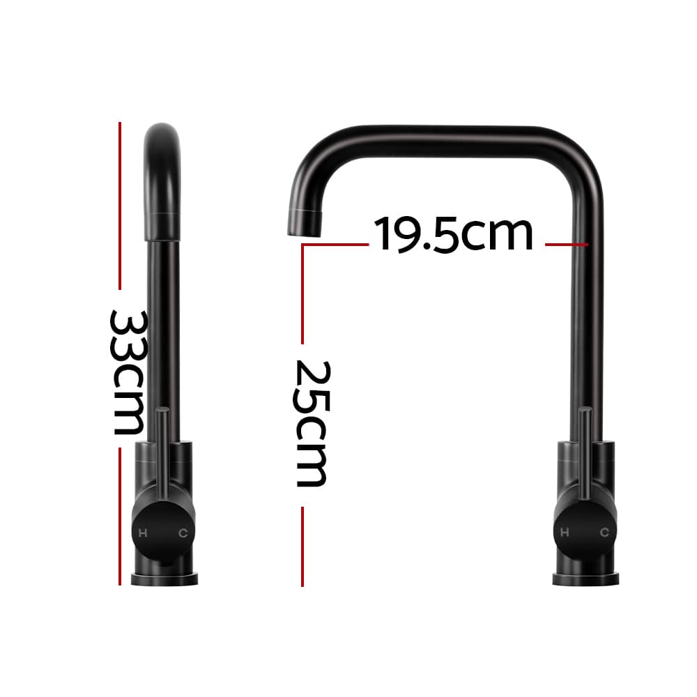 Cefito Furniture > Bathroom > Tap & Sink Accessories Cefito Kitchen Mixer Tap Mixer Rectangle Sink Faucet Basin Laundry Black