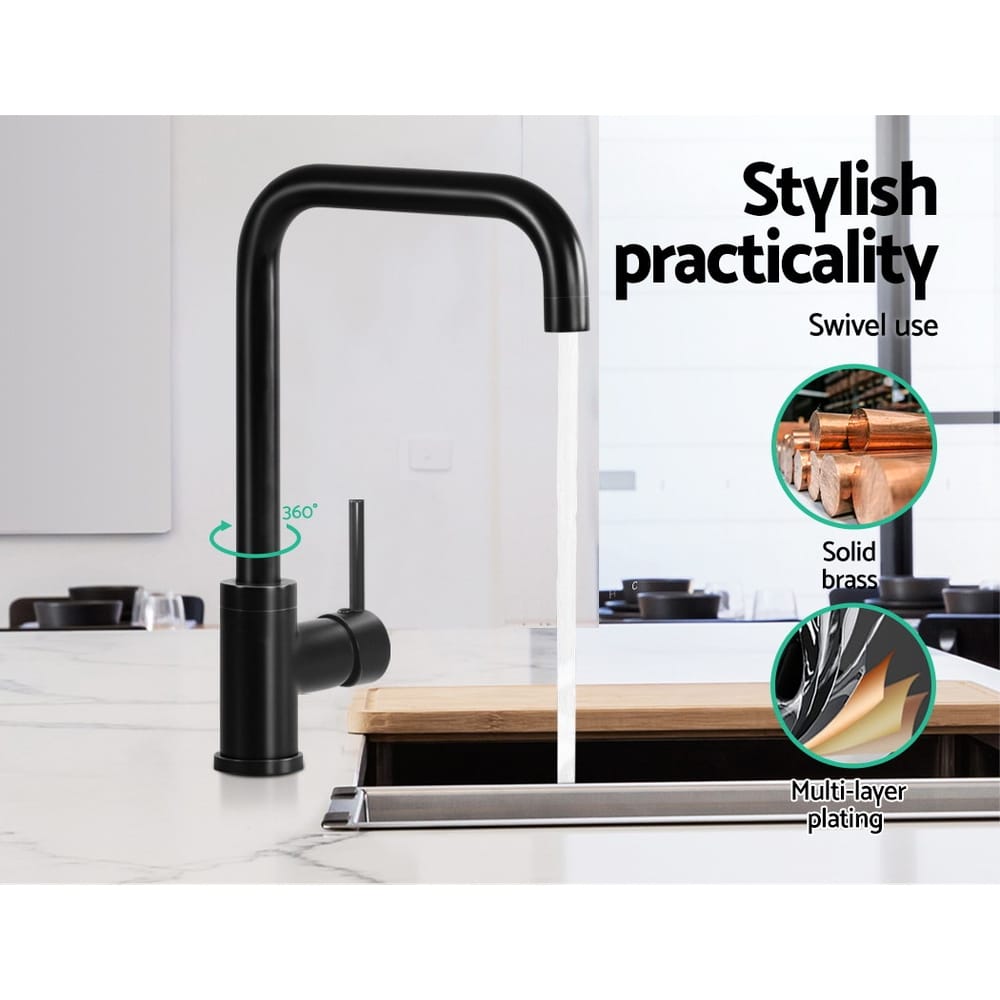Cefito Furniture > Bathroom > Tap & Sink Accessories Cefito Kitchen Mixer Tap Mixer Rectangle Sink Faucet Basin Laundry Black