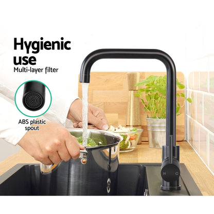 Cefito Furniture > Bathroom > Tap & Sink Accessories Cefito Kitchen Mixer Tap Mixer Rectangle Sink Faucet Basin Laundry Black