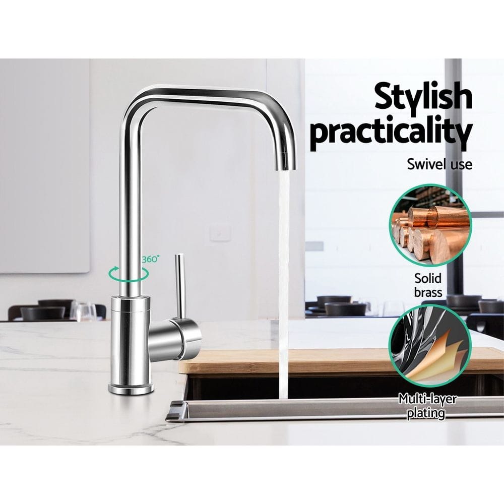 Cefito Furniture > Bathroom > Tap & Sink Accessories Cefito Kitchen Mixer Tap Mixer Rectangle Sink Faucet Basin Laundry Chrome