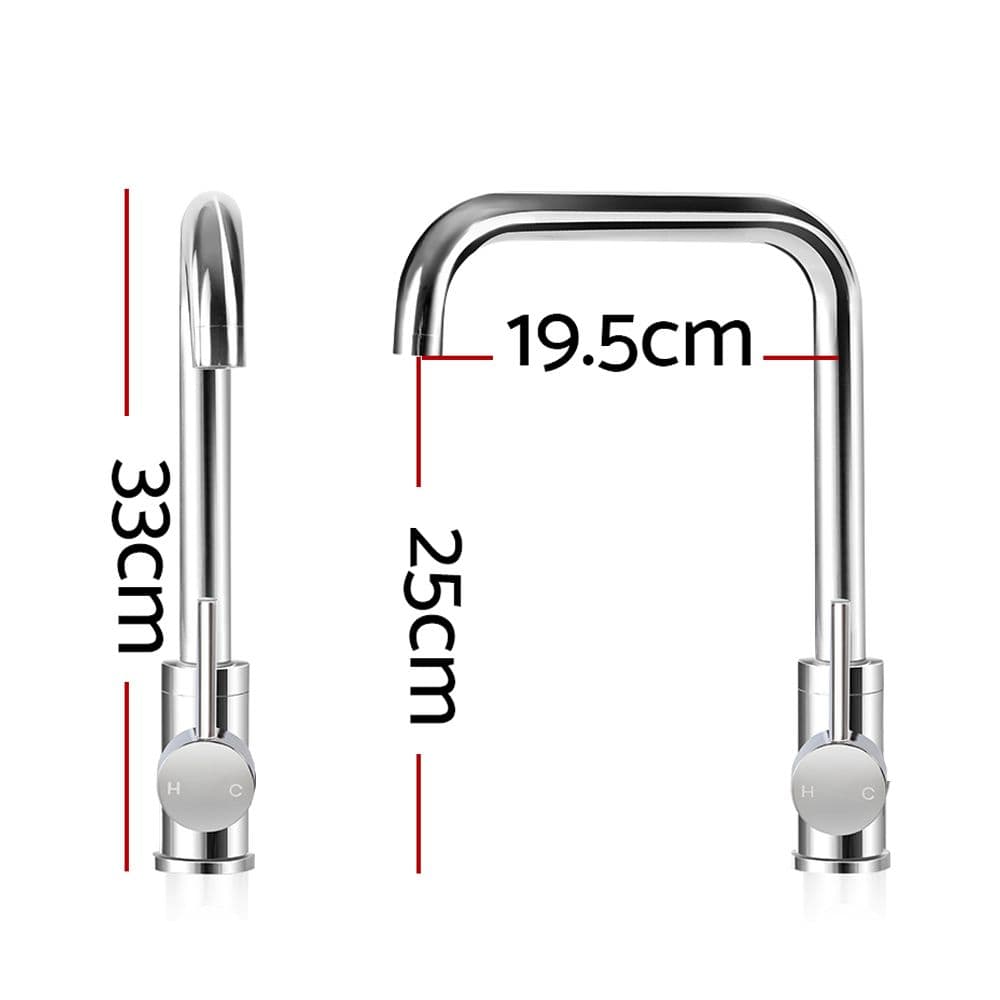 Cefito Furniture > Bathroom > Tap & Sink Accessories Cefito Kitchen Mixer Tap Mixer Rectangle Sink Faucet Basin Laundry Chrome