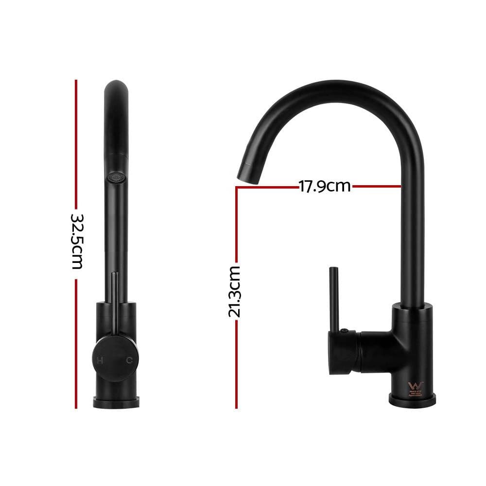 Cefito Furniture > Bathroom > Tap & Sink Accessories Cefito Kitchen Mixer Tap Mixer Round Sink Faucet Basin Laundry Black