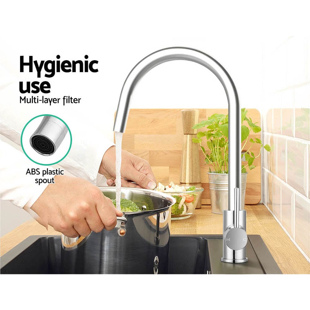 Cefito Furniture > Bathroom > Tap & Sink Accessories Cefito Kitchen Mixer Tap Mixer Round Sink Faucet Basin Laundry Chrome