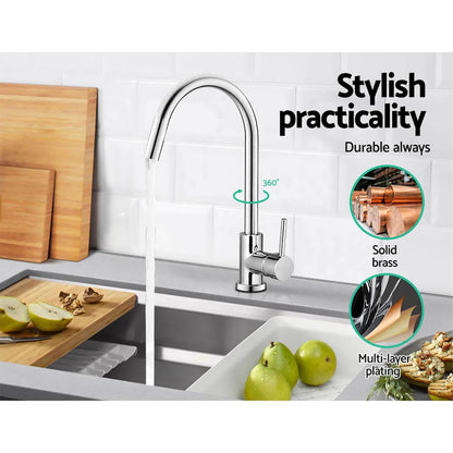 Cefito Furniture > Bathroom > Tap & Sink Accessories Cefito Kitchen Mixer Tap Mixer Round Sink Faucet Basin Laundry Chrome