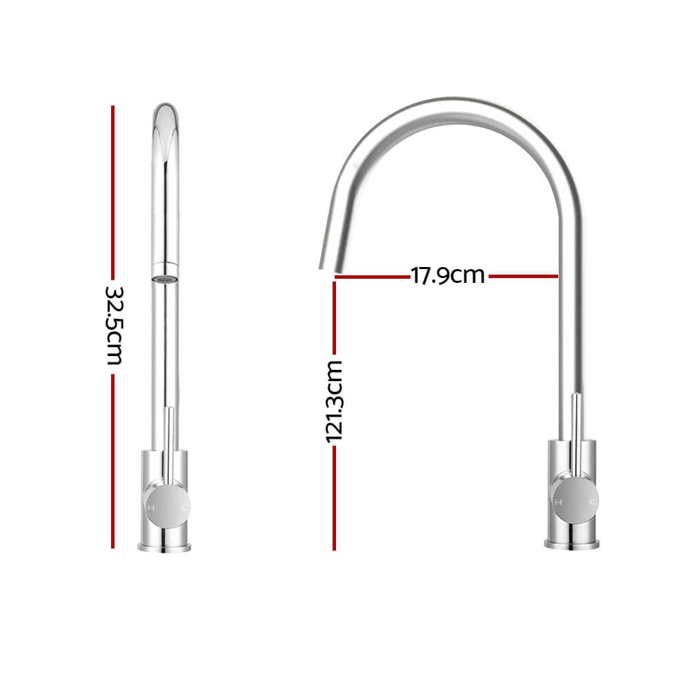 Cefito Furniture > Bathroom > Tap & Sink Accessories Cefito Kitchen Mixer Tap Mixer Round Sink Faucet Basin Laundry Chrome