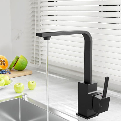 Cefito Furniture > Bathroom > Tap & Sink Accessories Cefito Kitchen Mixer Tap Mixer Square Sink Faucet Basin Laundry Black