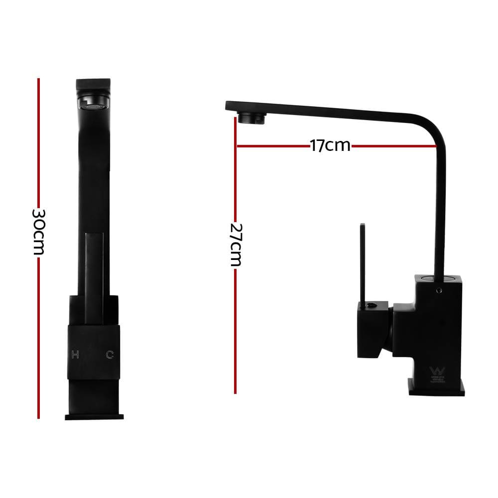 Cefito Furniture > Bathroom > Tap & Sink Accessories Cefito Kitchen Mixer Tap Mixer Square Sink Faucet Basin Laundry Black