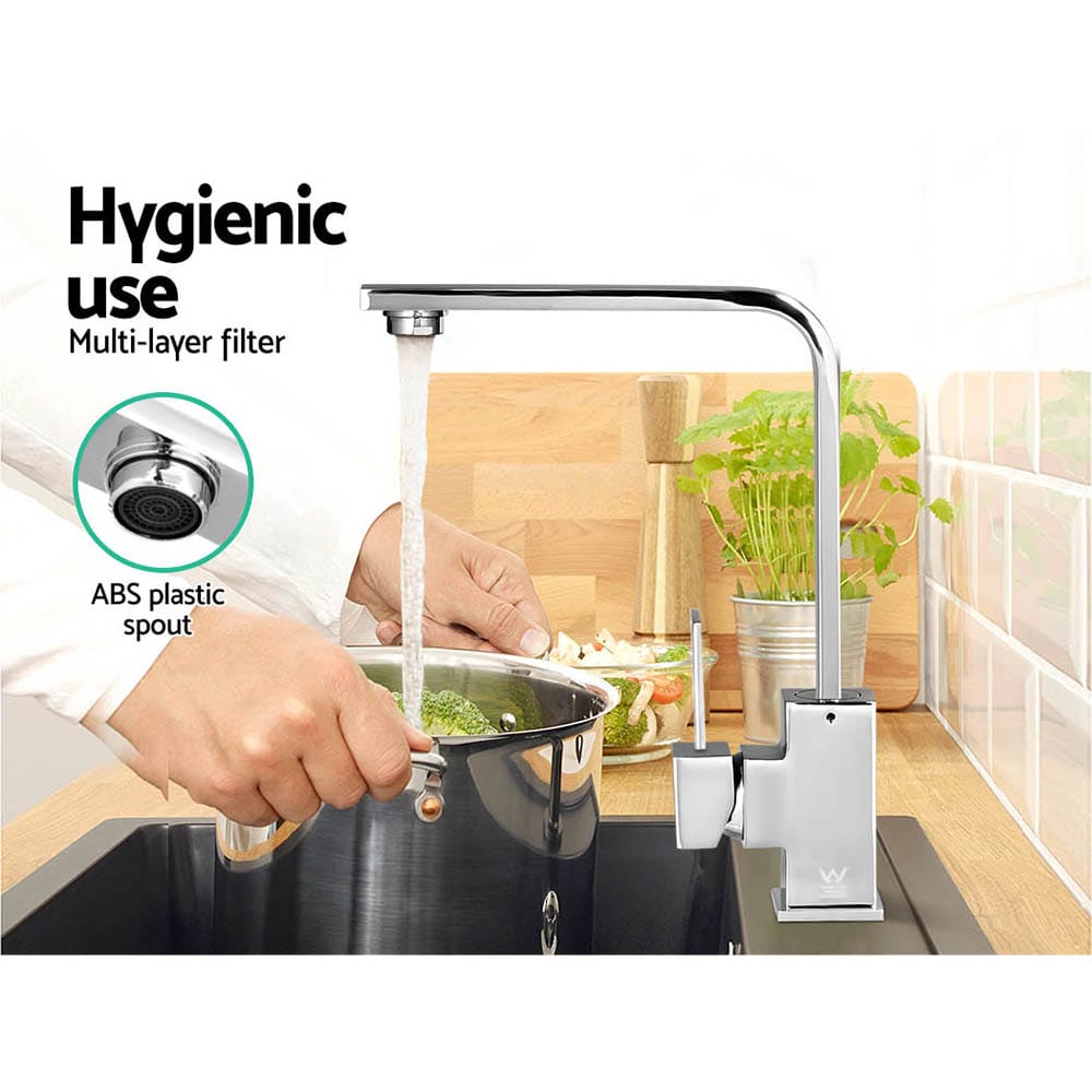 Cefito Furniture > Bathroom > Tap & Sink Accessories Cefito Kitchen Mixer Tap Mixer Square Sink Faucet Basin Laundry Chrome