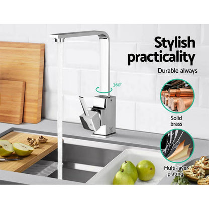 Cefito Furniture > Bathroom > Tap & Sink Accessories Cefito Kitchen Mixer Tap Mixer Square Sink Faucet Basin Laundry Chrome