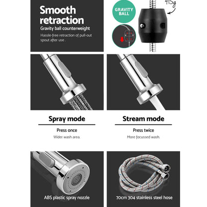 Cefito Furniture > Bathroom > Tap & Sink Accessories Cefito Kitchen Mixer Tap Pull Down 2 Modes Sink Faucet Basin Laundry Chrome