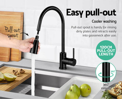 Cefito Furniture > Bathroom > Tap & Sink Accessories Cefito Kitchen Mixer Tap Pull Out 2 Mode Sink Faucet Basin Laundry Black