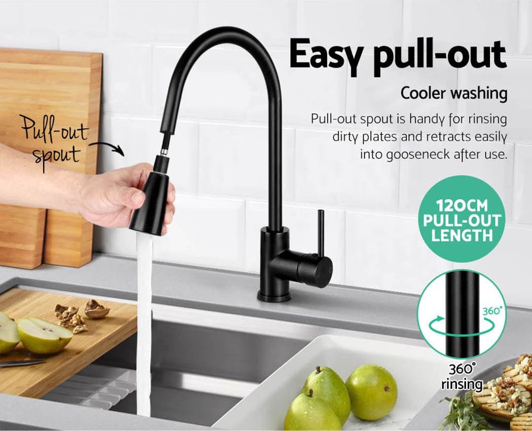 Cefito Furniture > Bathroom > Tap & Sink Accessories Cefito Kitchen Mixer Tap Pull Out 2 Mode Sink Faucet Basin Laundry Black