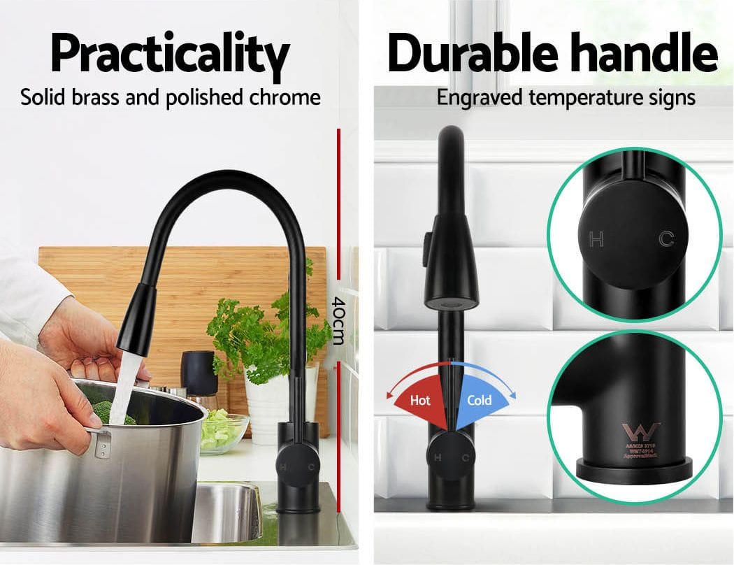 Cefito Furniture > Bathroom > Tap & Sink Accessories Cefito Kitchen Mixer Tap Pull Out 2 Mode Sink Faucet Basin Laundry Black