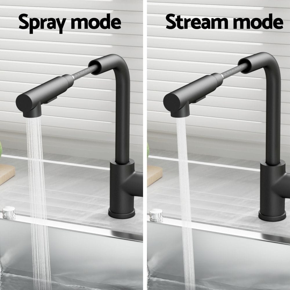 Cefito Furniture > Bathroom > Tap & Sink Accessories Cefito Kitchen Mixer Tap Pull Out Rectangle 2 Mode Sink Basin Faucet Swivel WELS Black