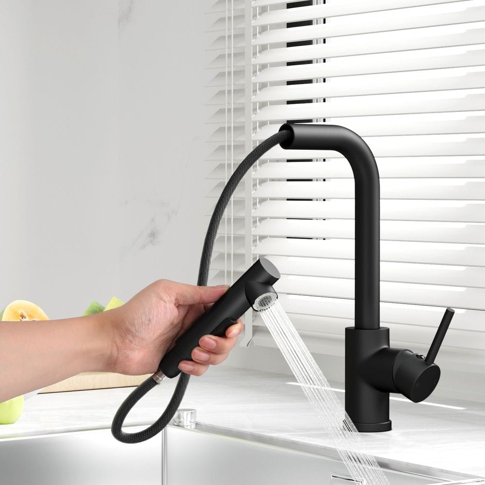 Cefito Furniture > Bathroom > Tap & Sink Accessories Cefito Kitchen Mixer Tap Pull Out Rectangle 2 Mode Sink Basin Faucet Swivel WELS Black