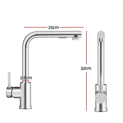 Cefito Furniture > Bathroom > Tap & Sink Accessories Cefito Kitchen Mixer Tap Pull Out Rectangle 2 Mode Sink Basin Faucet Swivel WELS Chrome